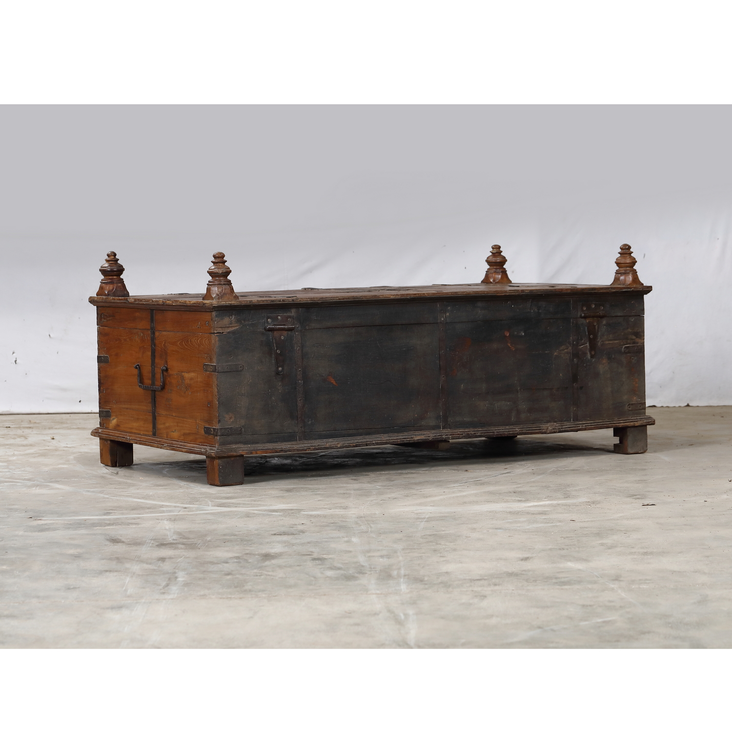 Antique Indian Teakwood Blanket Chest/Coffee Table, 19th c., 52.5x29x18H - Image 8