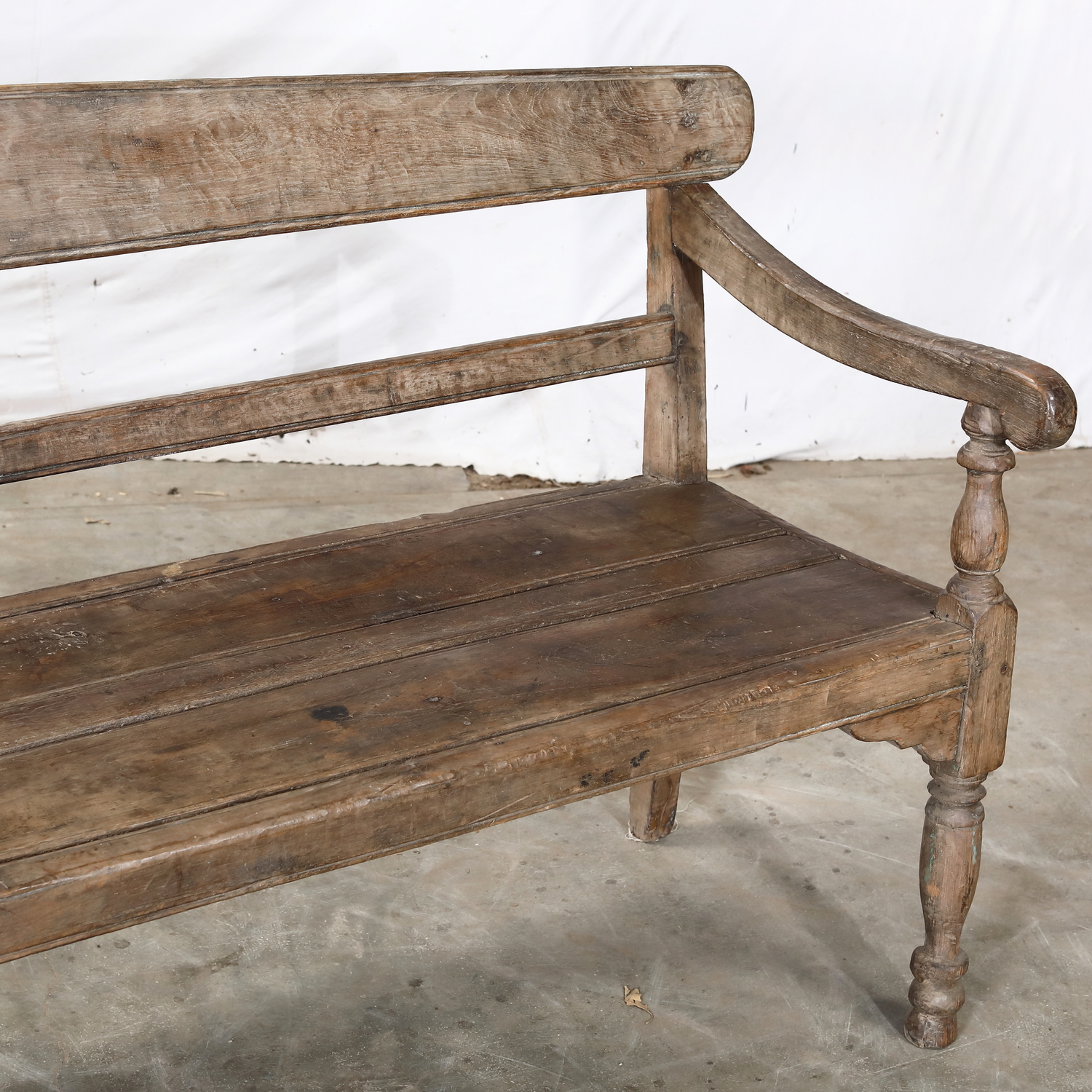 Antique Anglo-Indian Teakwood Ladderback Bench, c. 1900-30, 66.5x24.5x36H - Image 3