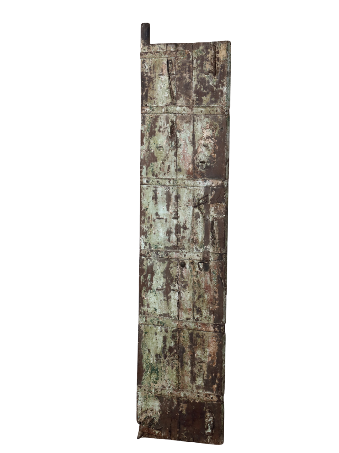 Antique Indian Painted Teakwood Gujarati Door, 19th c., 44.5x5x89H - Image 9