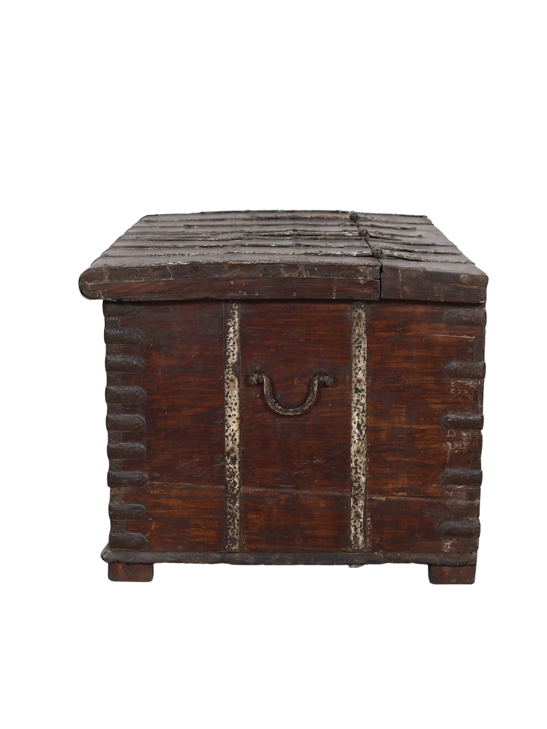 Antique Indian Teakwood and Iron Blanket Chest/Coffee Table, c. 1900, 43x27x20H - Image 7