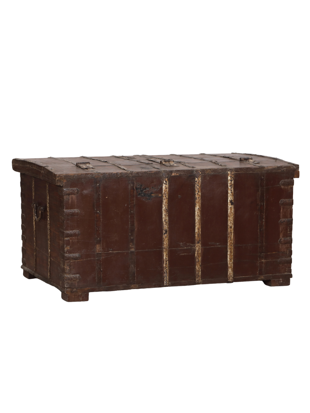 Antique Indian Teakwood and Iron Blanket Chest/Coffee Table, c. 1900, 43x27x20H - Image 6