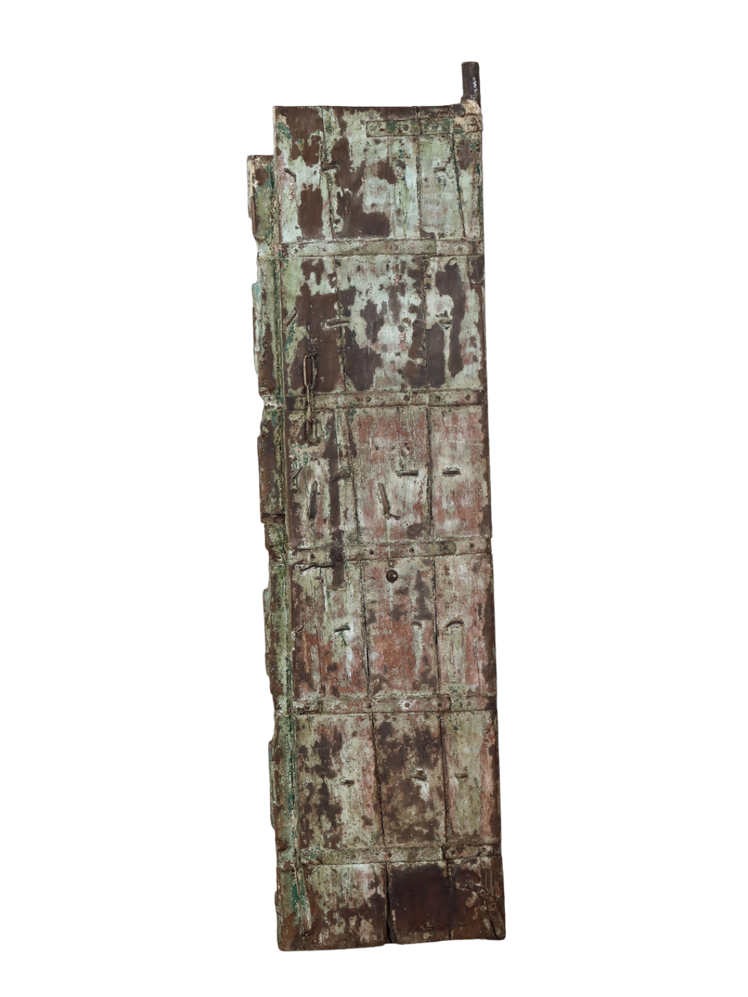 Antique Indian Painted Teakwood Gujarati Door, 19th c., 44.5x5x89H - Image 8