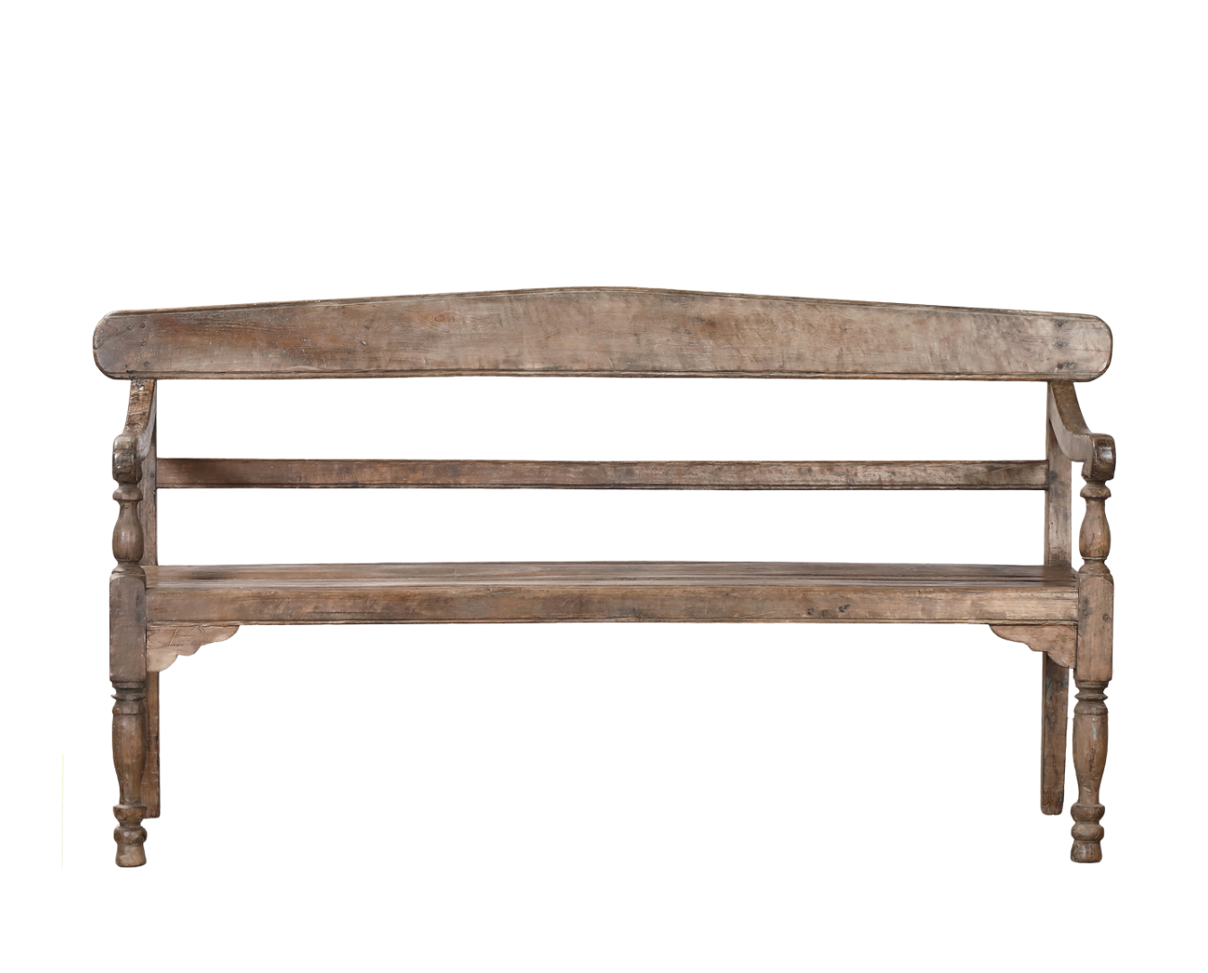 Antique Anglo-Indian Teakwood Ladderback Bench, c. 1900-30, 66.5x24.5x36H - Image 5