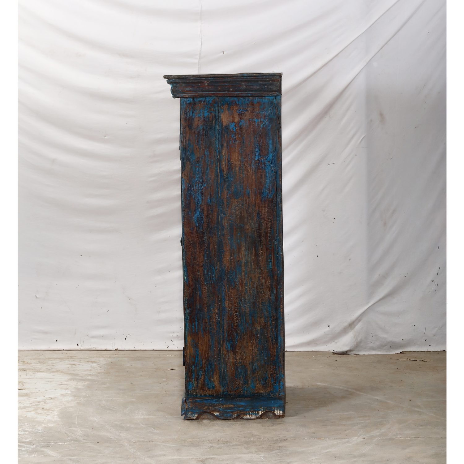 Antique Indian Small Painted Teakwood Armoire, c. 1900, 31.5x18.5x55H - Image 5