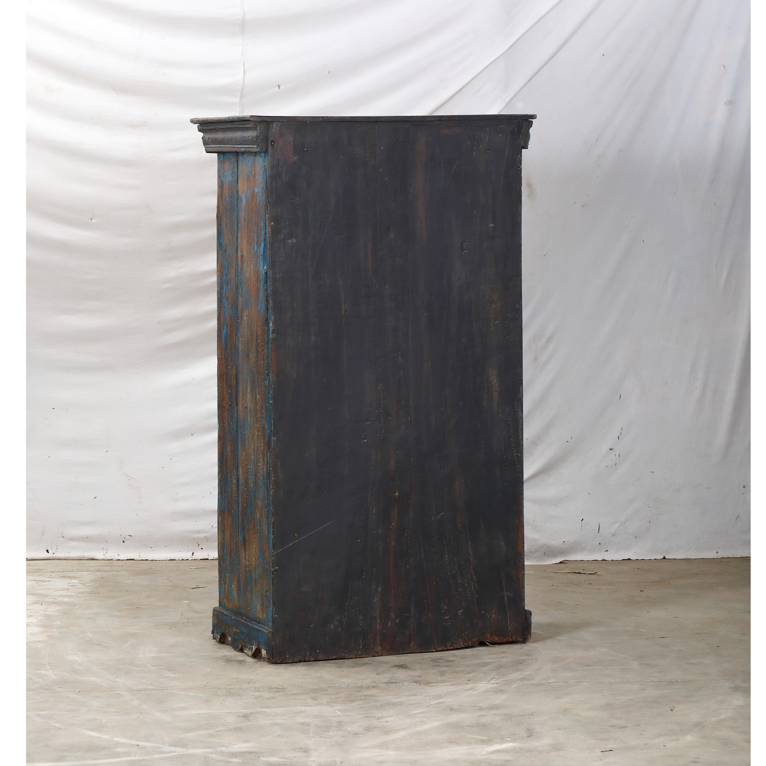 Antique Indian Small Painted Teakwood Armoire, c. 1900, 31.5x18.5x55H - Image 7