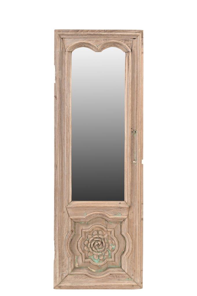 Vintage Indian Bleached Teakwood Window-Mirror, 45x16x1 - Image 3