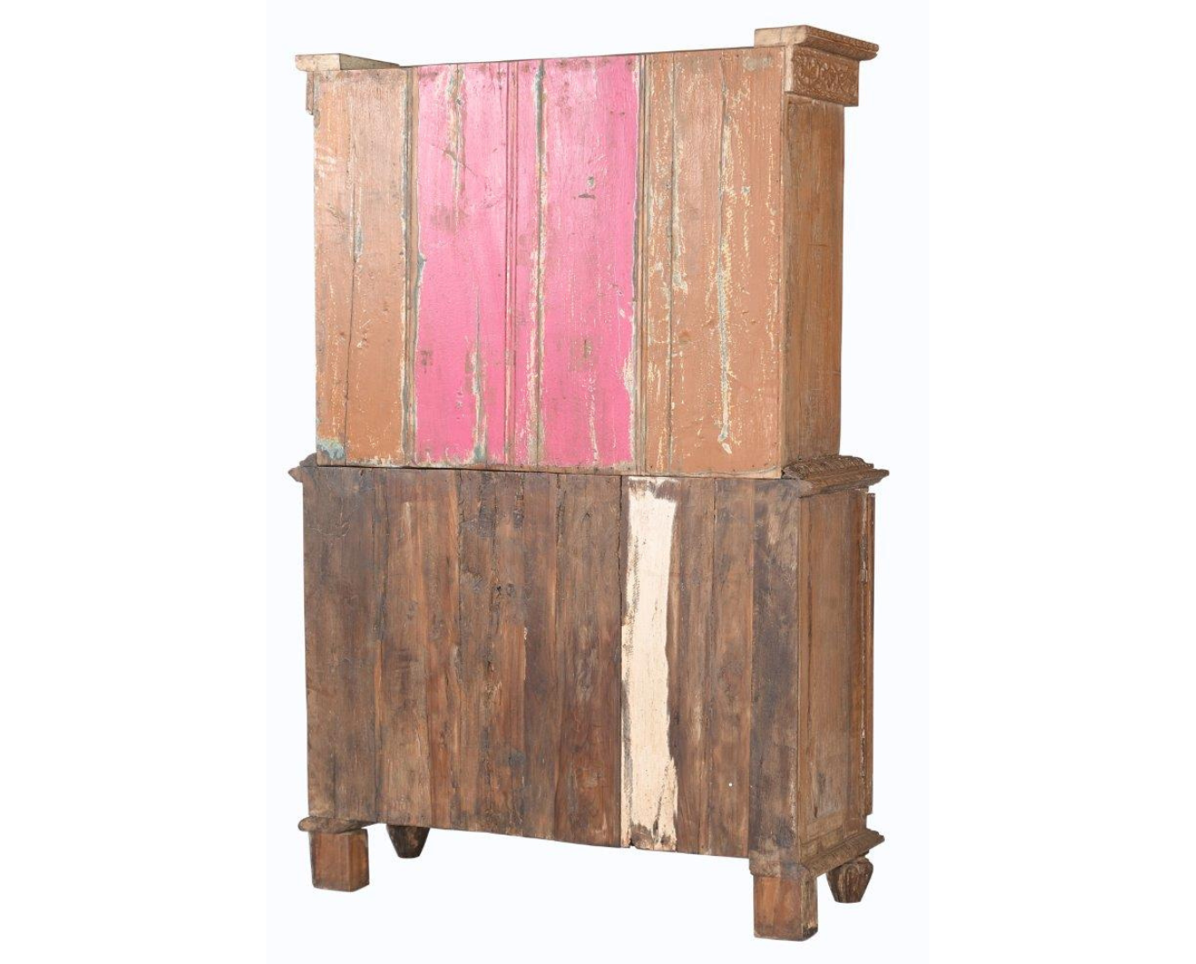 Antique Anglo-Indian Carved Teakwood Buffet with Top Shelf, c. 1880, 72Hx48x16 - Image 5