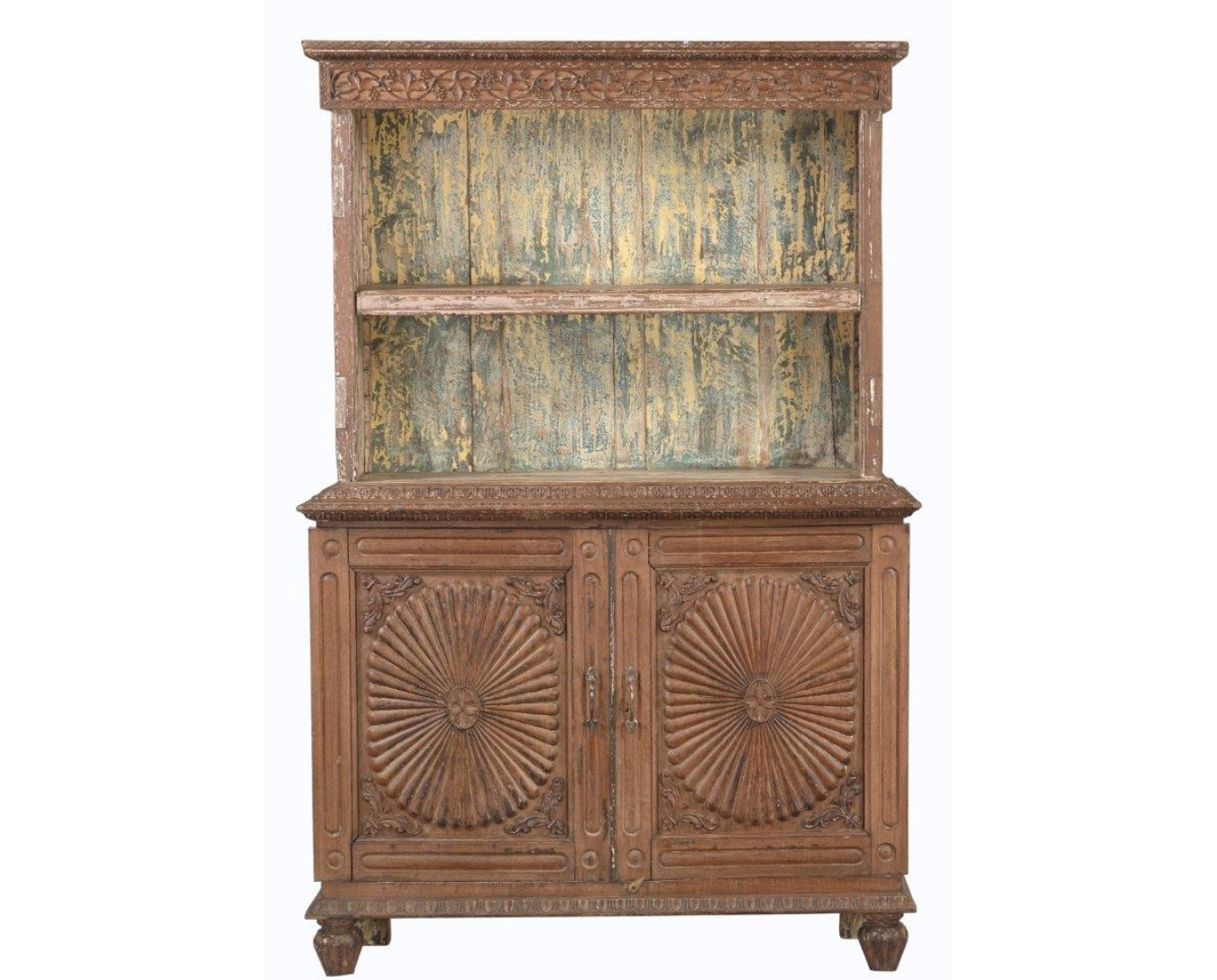 Antique Anglo-Indian Carved Teakwood Buffet with Top Shelf, c. 1880, 72Hx48x16 - Image 3
