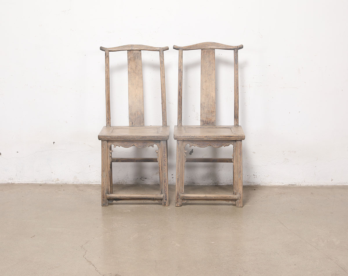 Pair of Antique Chinese Elm Chairs, 21x16.5x47.5H - Image 3