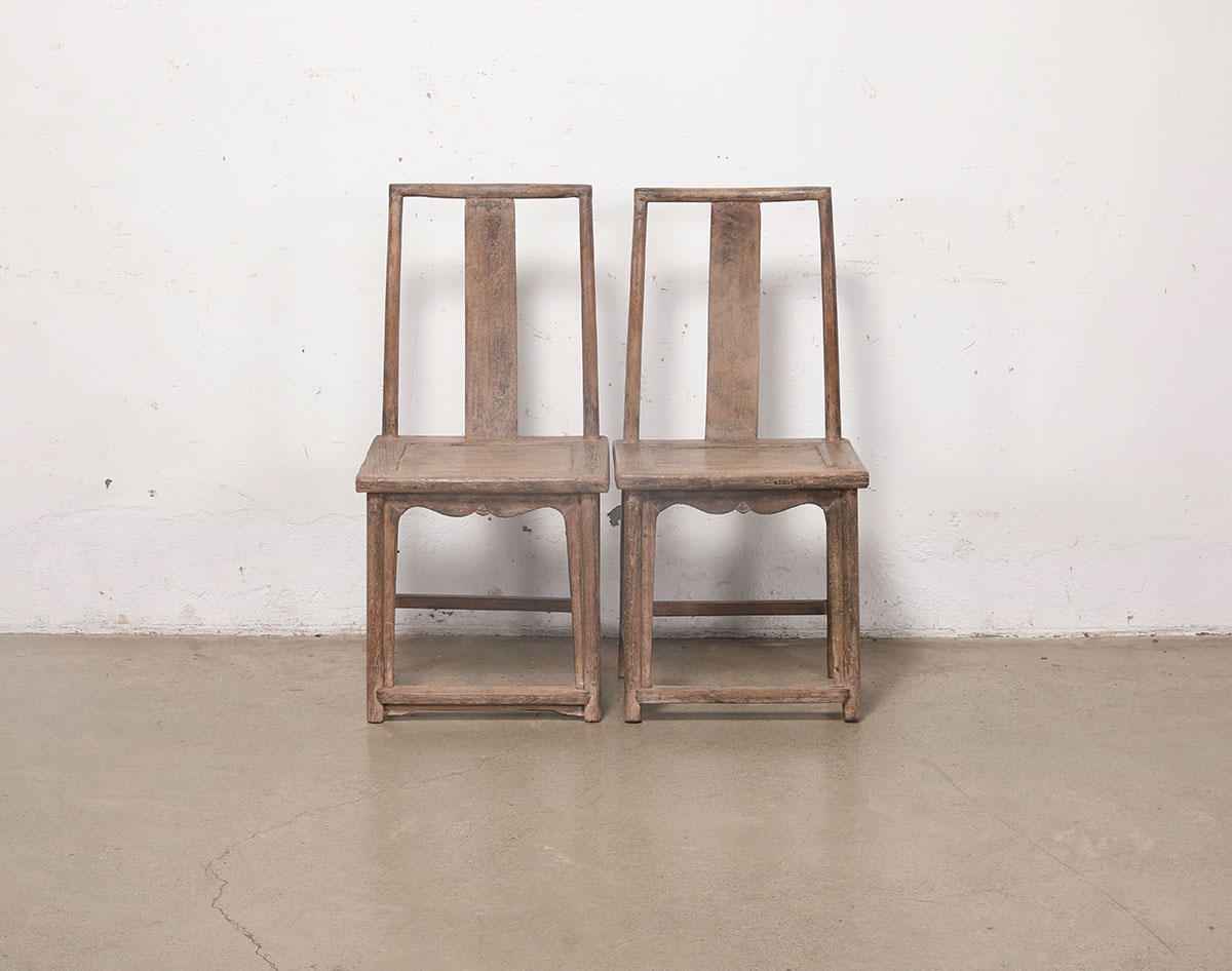 Pair of Antique Chinese Elm Chairs, 20x16x42H - Image 4