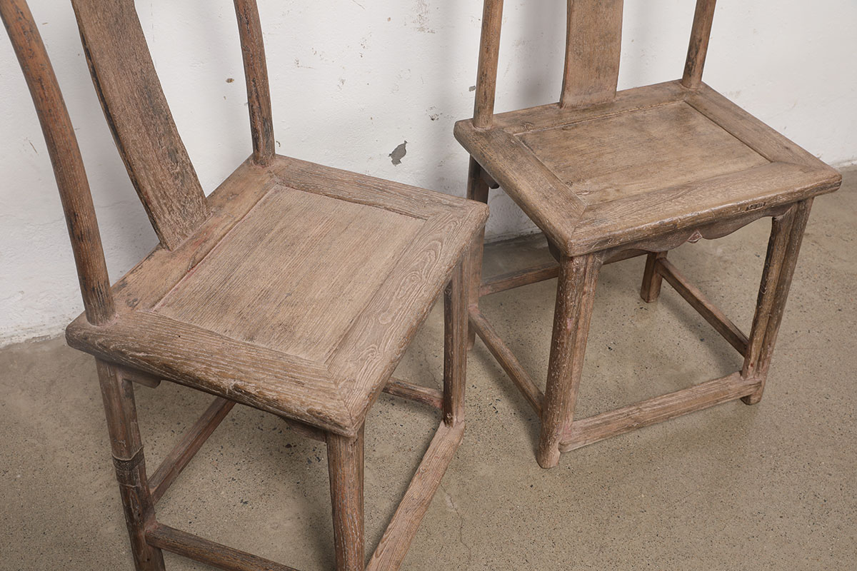 Pair of Antique Chinese Elm Chairs, 20x16x42H - Image 3