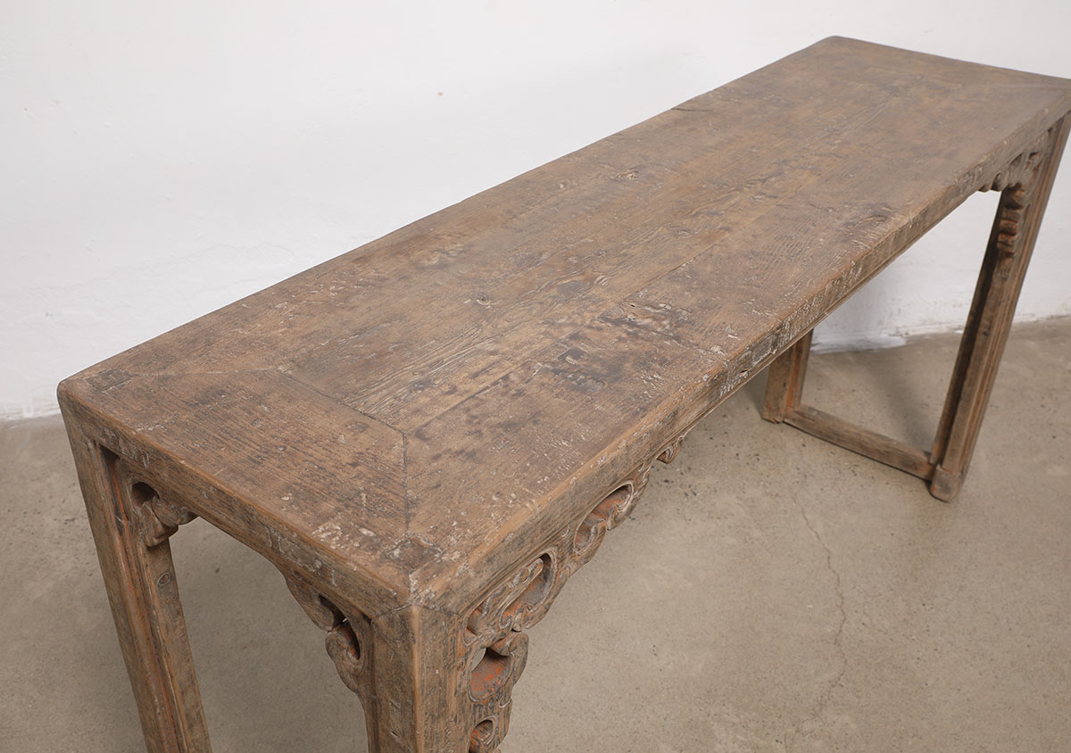 Antique Chinese Pine Altar/Console Table, 62x18x34H - Image 4