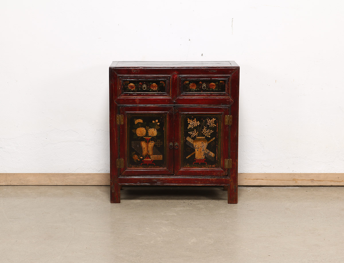 Antique Chinese Painted Pine Cabinet, 31.5x16x34H - Image 4