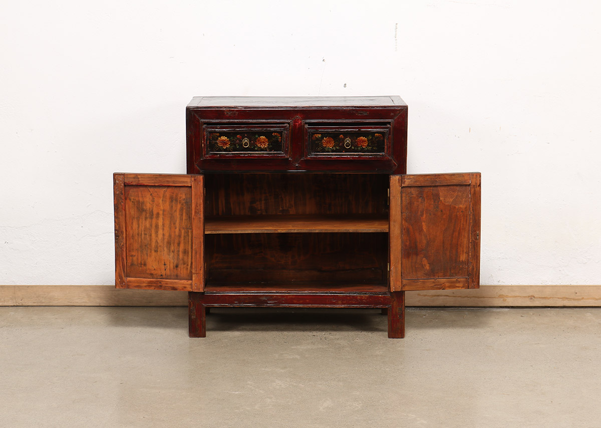 Antique Chinese Painted Pine Cabinet, 31.5x16x34H - Image 5