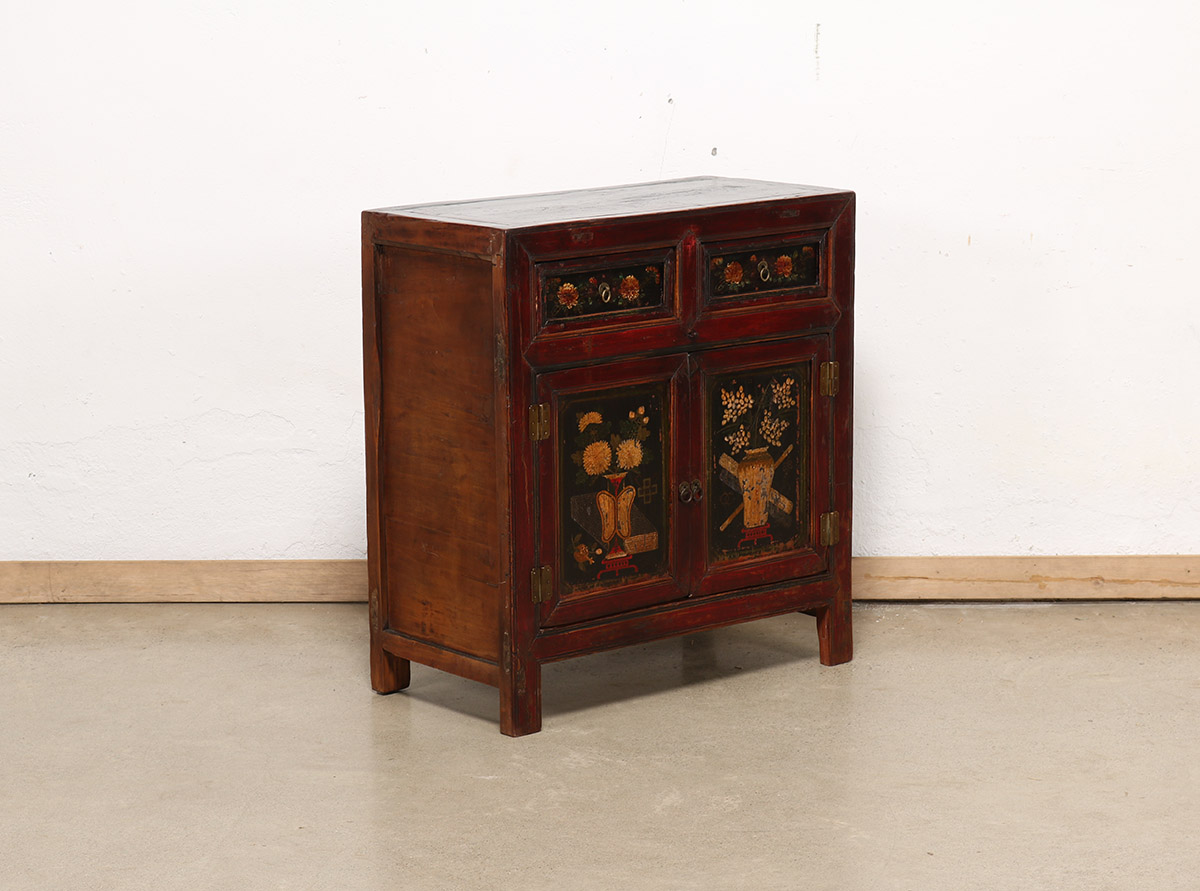Antique Chinese Painted Pine Cabinet, 31.5x16x34H - Image 6