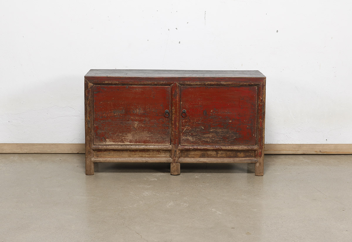 Antique Chinese Painted Pine Cabinet, 50.5x16.5x28H - Image 4