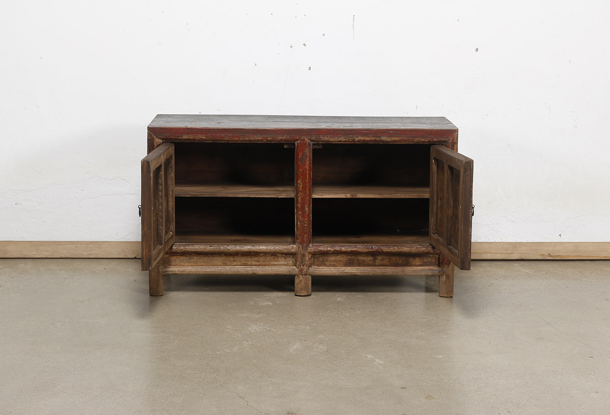 Antique Chinese Painted Pine Cabinet, 50.5x16.5x28H - Image 5