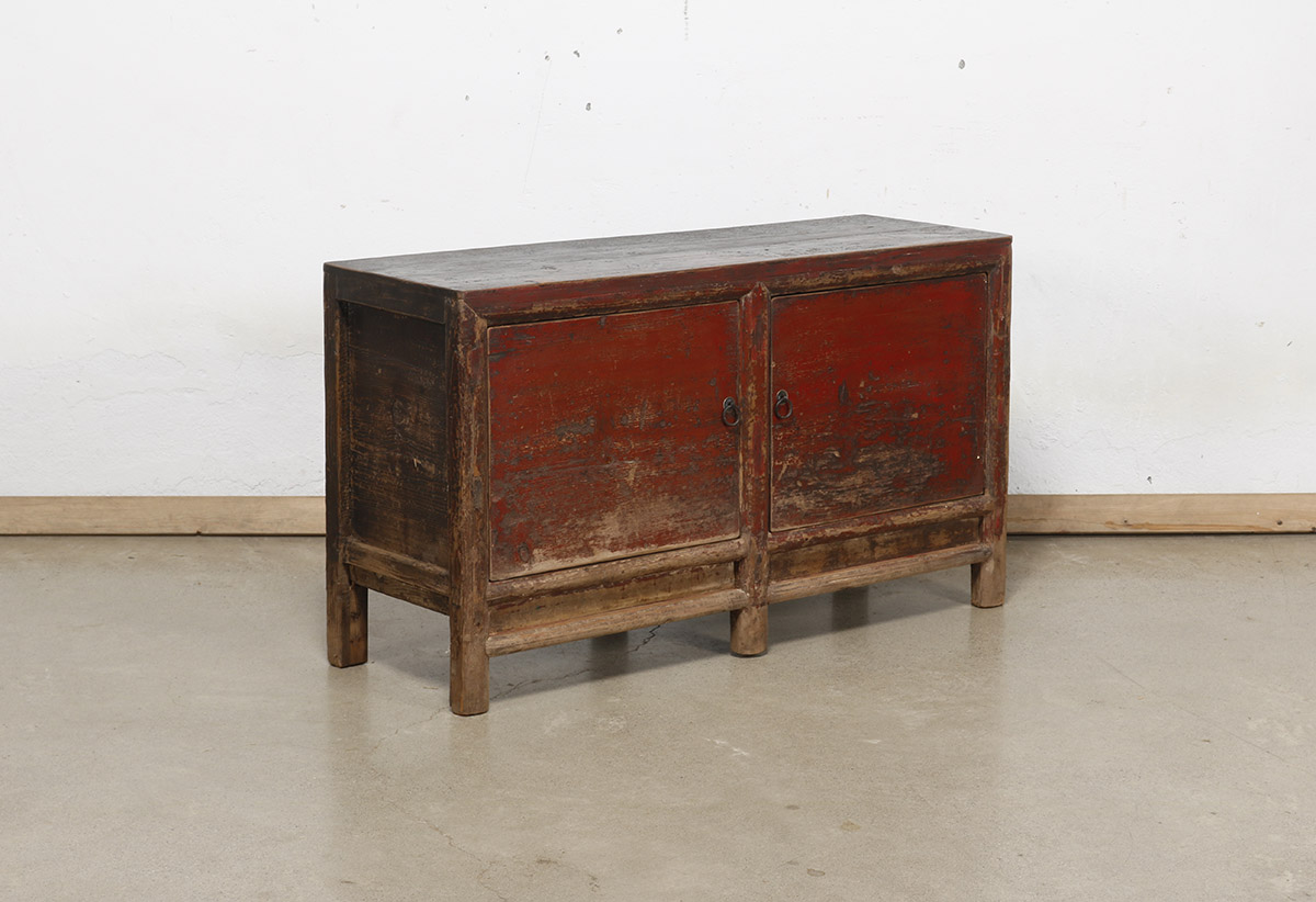 Antique Chinese Painted Pine Cabinet, 50.5x16.5x28H - Image 6