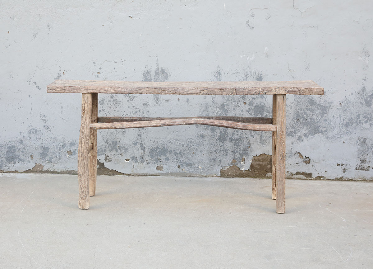 Vintage Rustic Elm Console Table, 69x14x33H - Image 3