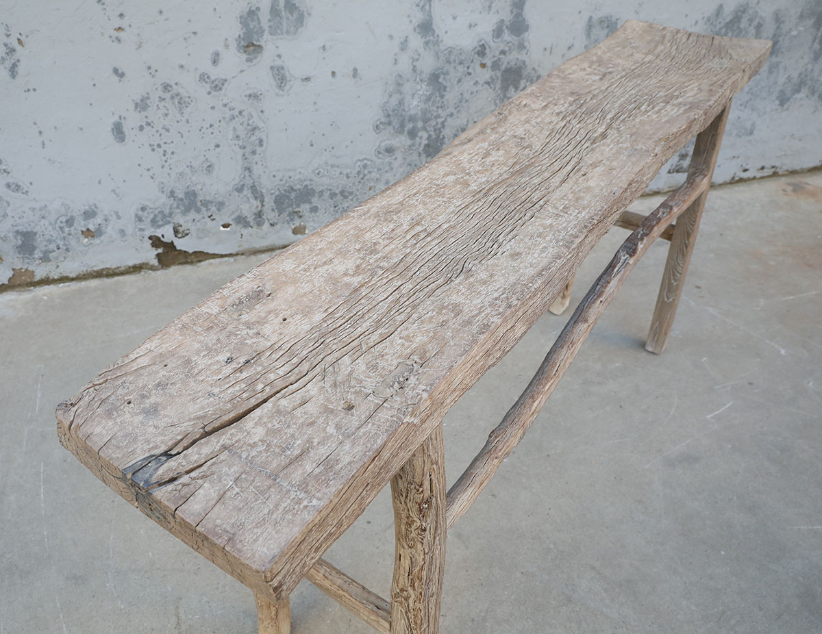 Vintage Rustic Elm Console Table, 69x14x33H - Image 4