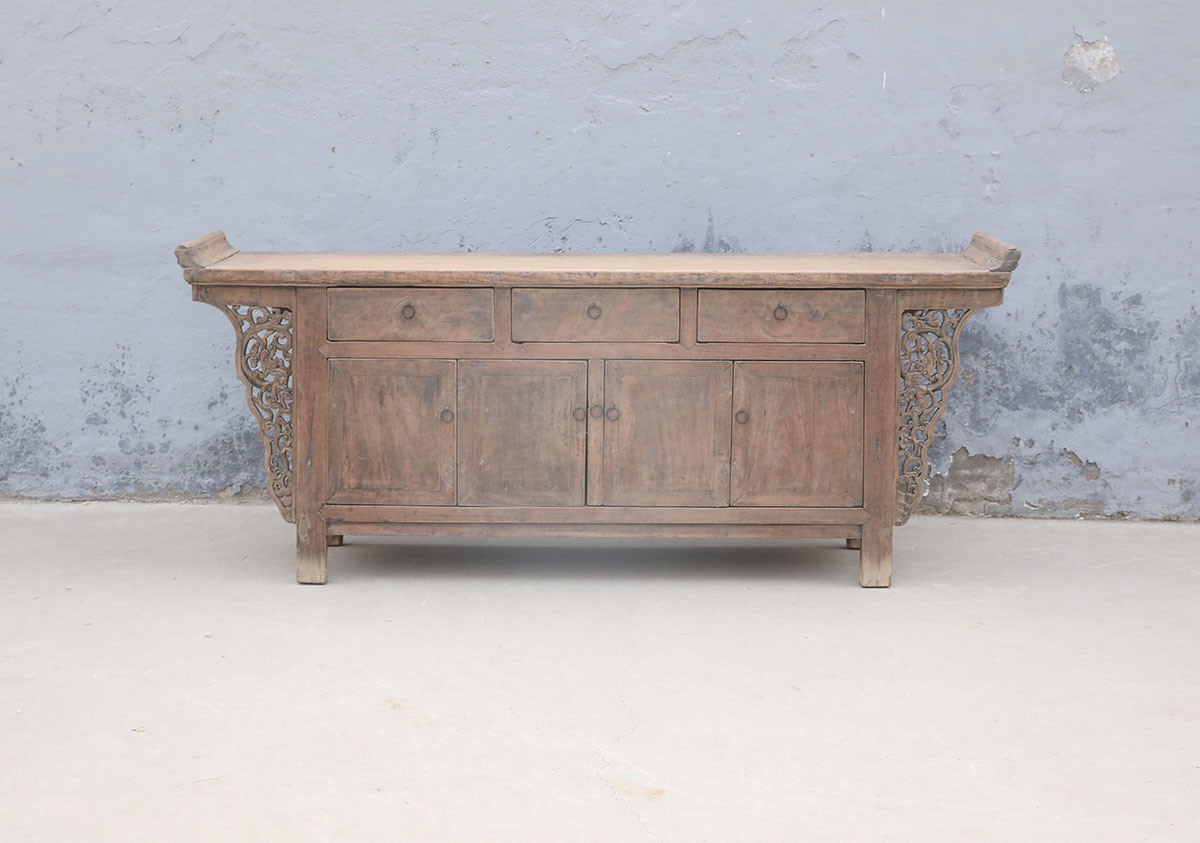 Antique Chinese Fruitwood Altar Cabinet, 86.5x18x36H - Image 5