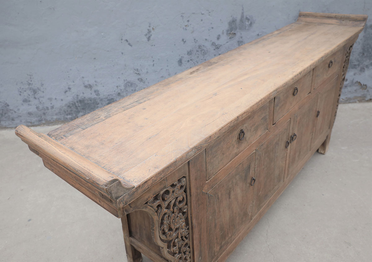 Antique Chinese Fruitwood Altar Cabinet, 86.5x18x36H - Image 4