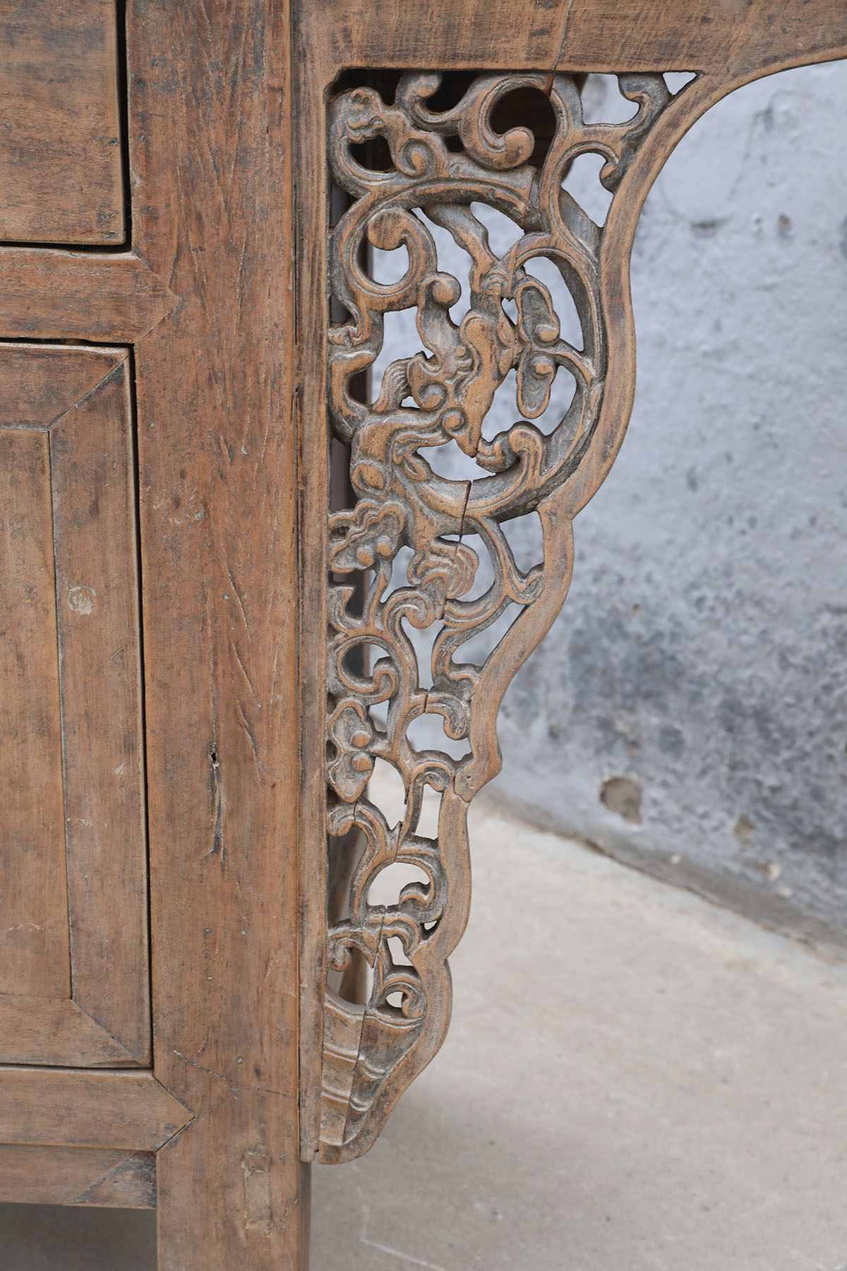 Antique Chinese Fruitwood Altar Cabinet, 86.5x18x36H - Image 3