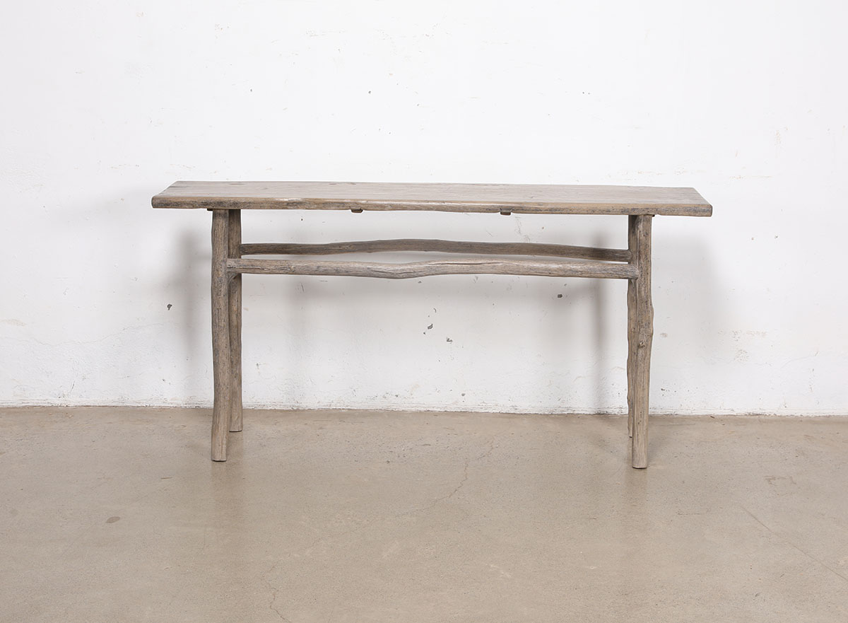 Vintage Rustic Elm Console Table, 65x16x32H - Image 4