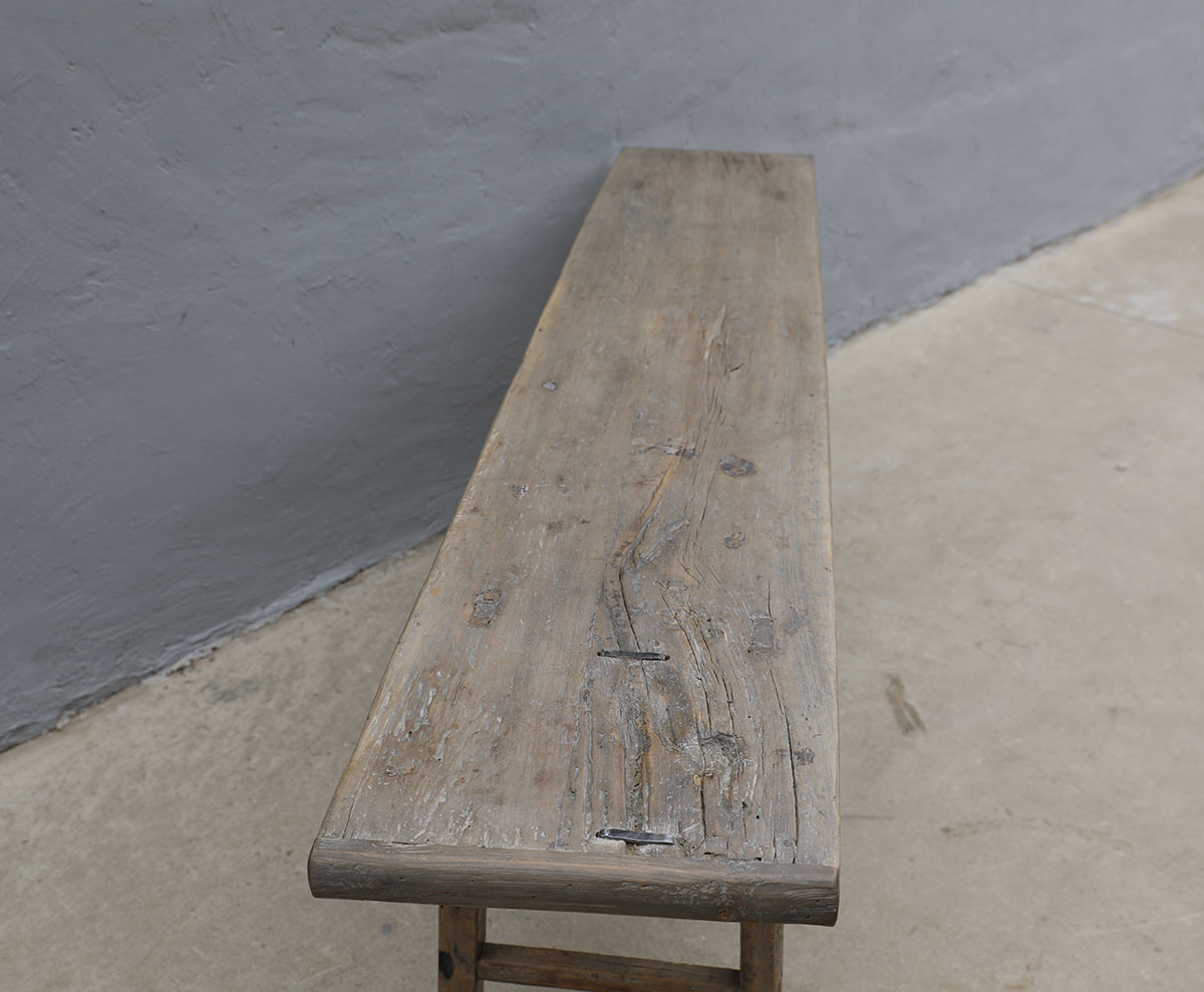 Vintage Rustic Elm Console Table, 82x16x30H - Image 4