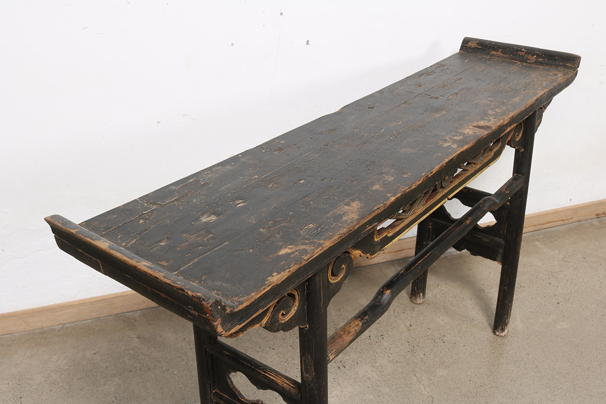 Antique Chinese Painted Pine Altar Table, 63x15.5x35H - Image 4