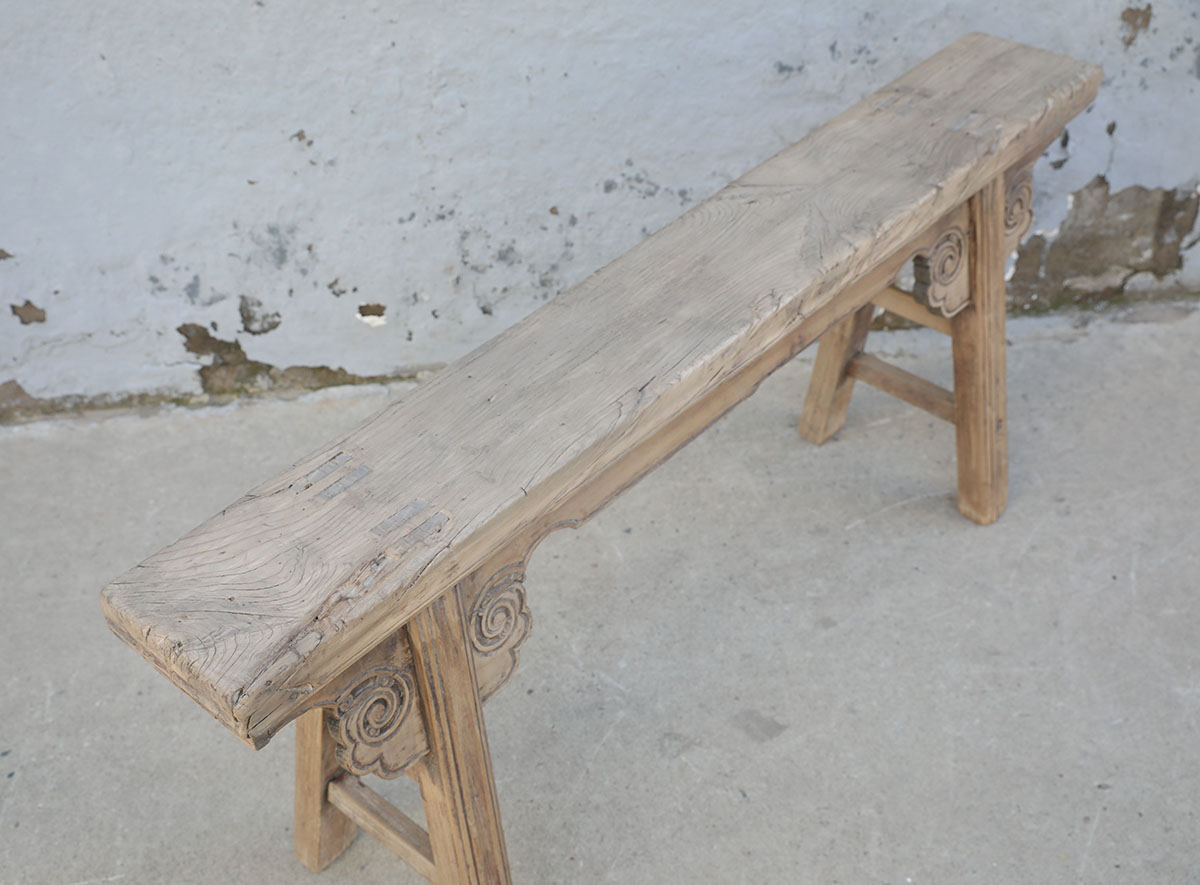 Vintage Chinese Elm Bench, 48x7x21H - Image 3