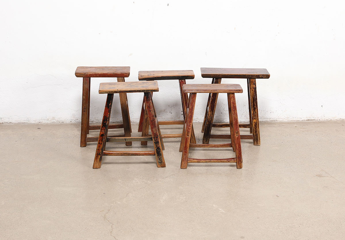 Vintage Chinese Pine Stool, 14x8x19H - Image 3