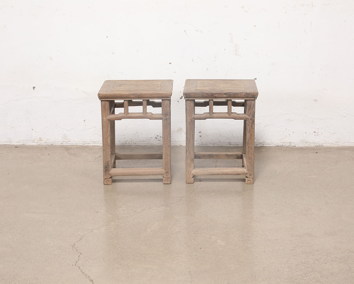 Vintage Chinese Elm Stool, 14.5x14.5x19H - Image 3