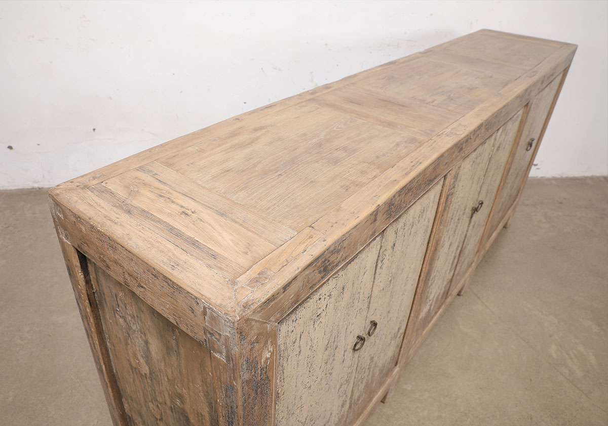 Antique Chinese Painted Pine Cabinet, 87.5x17x38H - Image 3